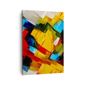 Impression sur toile - Image sur toile - Composition géométrique abstraite aux couleurs vives - 50x70cm - Une superposition multicolore - Décoration murale moderne pour le salon et la chambre ARTTOR