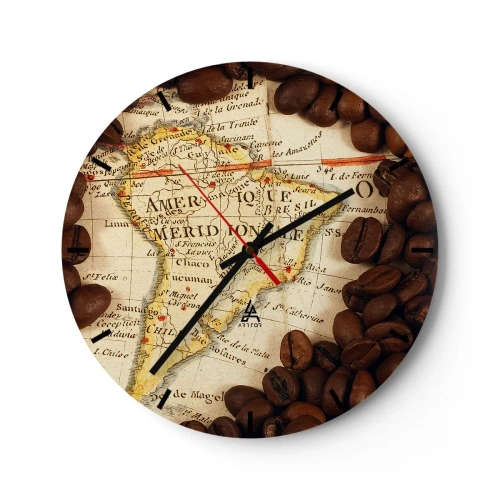 Horloge murale - Pendule murale - D'où vient le meilleur café ? - 40x40 cm