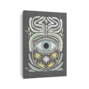 Impression sur toile - Image sur toile - Un œil symbolique entouré de motifs abstraits - 50x70cm - Rituels tribaux - Décoration murale moderne pour le salon et la chambre ARTTOR