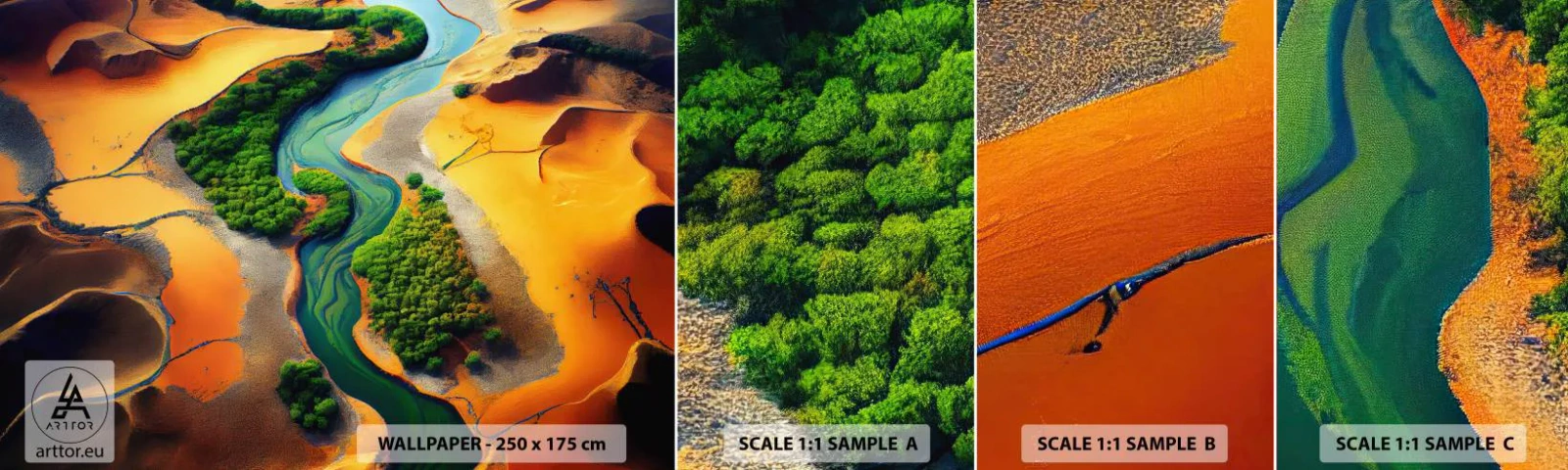 Échantillon De Papier Peint Standard Eco - Rivière vivifiante - Paysage, Nature, Rivière - 100x30 cm