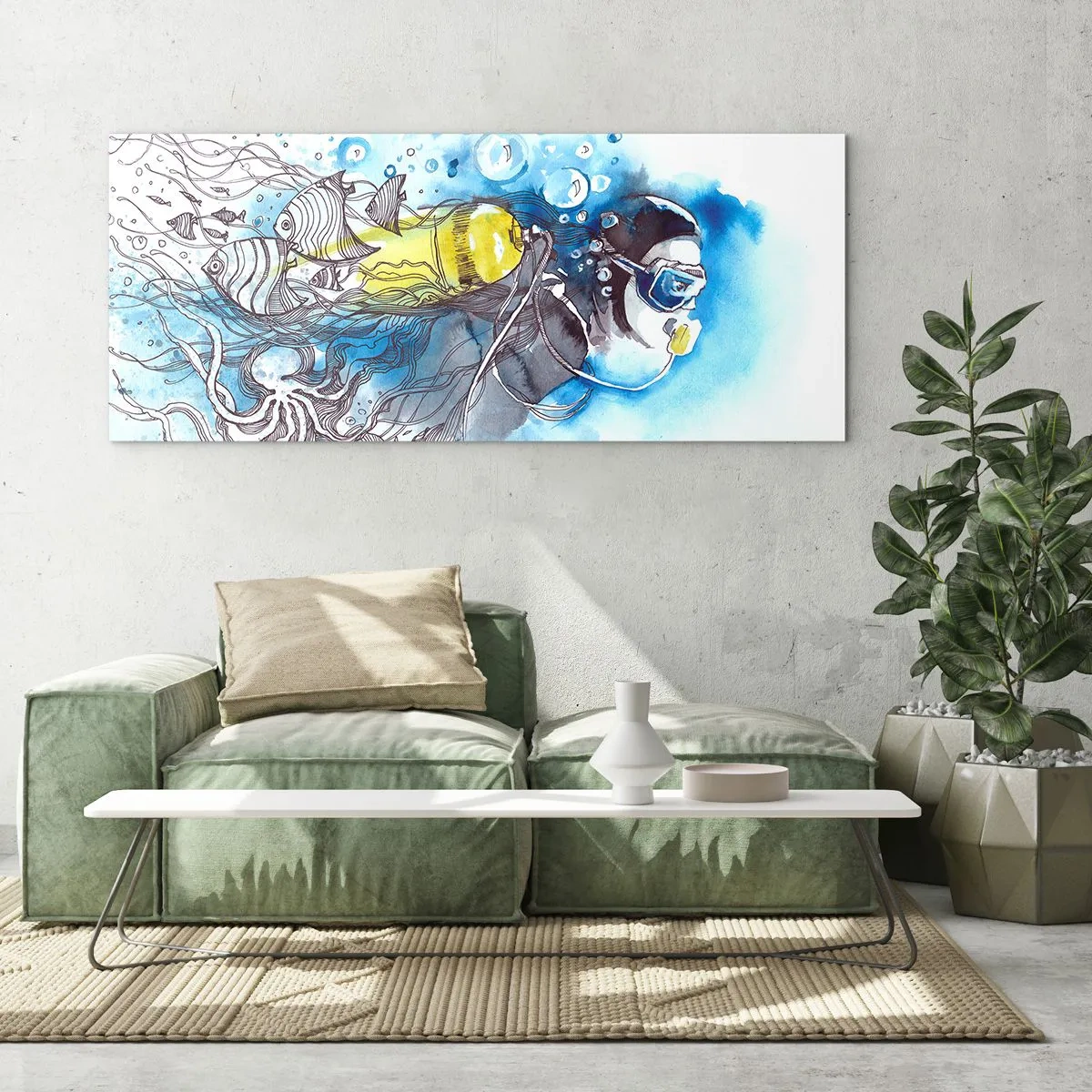 Impression sur verre - Image sur verre - Le grand bleu - 90x30 cm