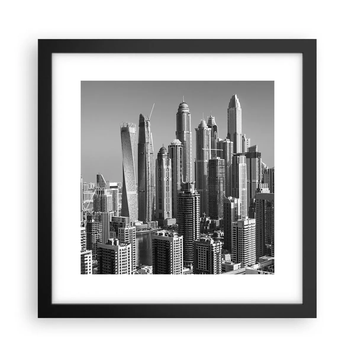 Affiche dans un cadre noir - Poster - Ville sur le désert - 30x30 cm