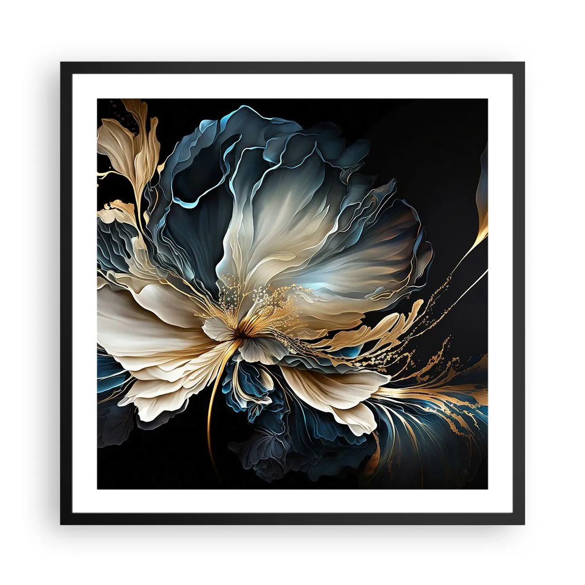 Affiche dans un cadre noir - Poster - Fleur de fougère de conte de fées - 60x60 cm