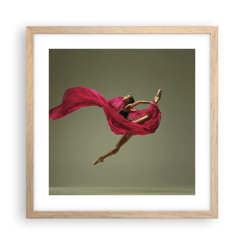 Affiche dans un chêne clair - Poster - Flamme dansante - 40x40 cm