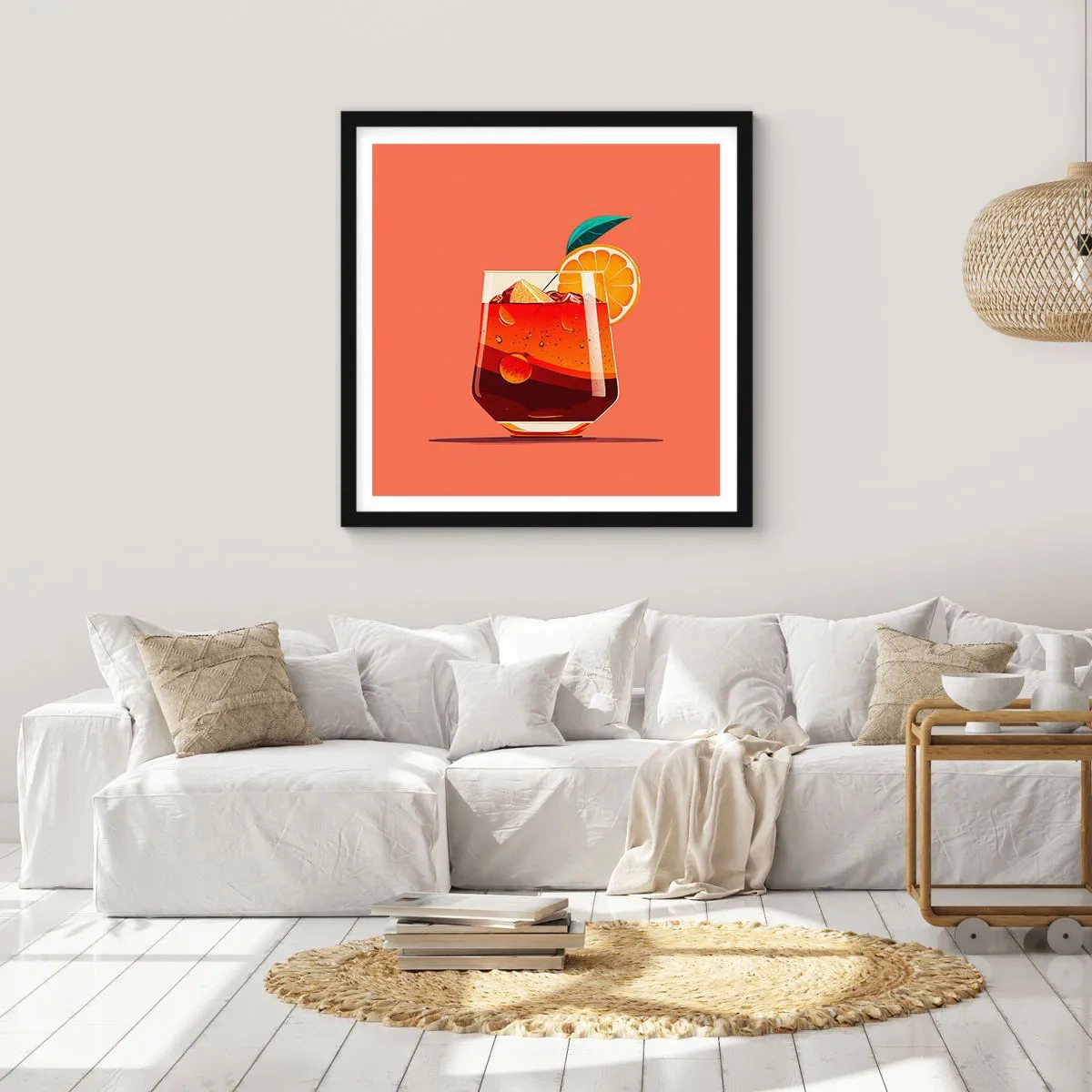 Affiche dans un cadre noir - Poster - Rafraîchissement d'été - 60x60 cm