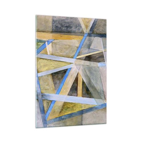 Impression sur verre - Image sur verre - Composition abstraite avec des formes géométriques - 50x70cm - Tout droit ou en diagonale ? - Décoration murale moderne pour le salon et la chambre ARTTOR