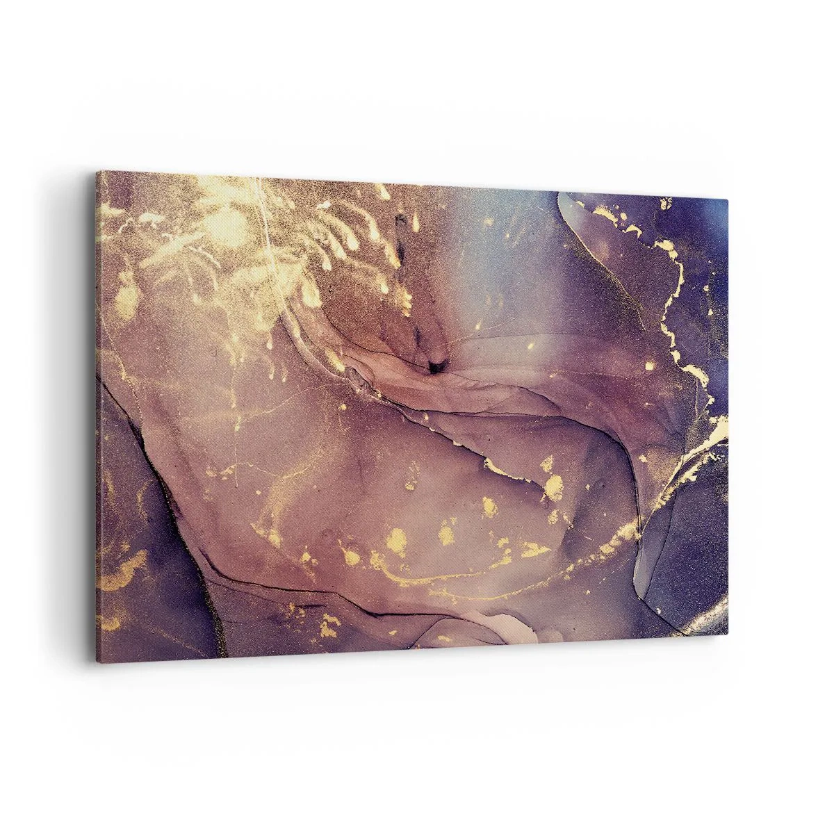 Impression sur toile - Image sur toile - Composition abstraite aux nuances d'or et de violet - 100x70cm - Matière et esprit - Décoration murale moderne pour le salon et la chambre ARTTOR