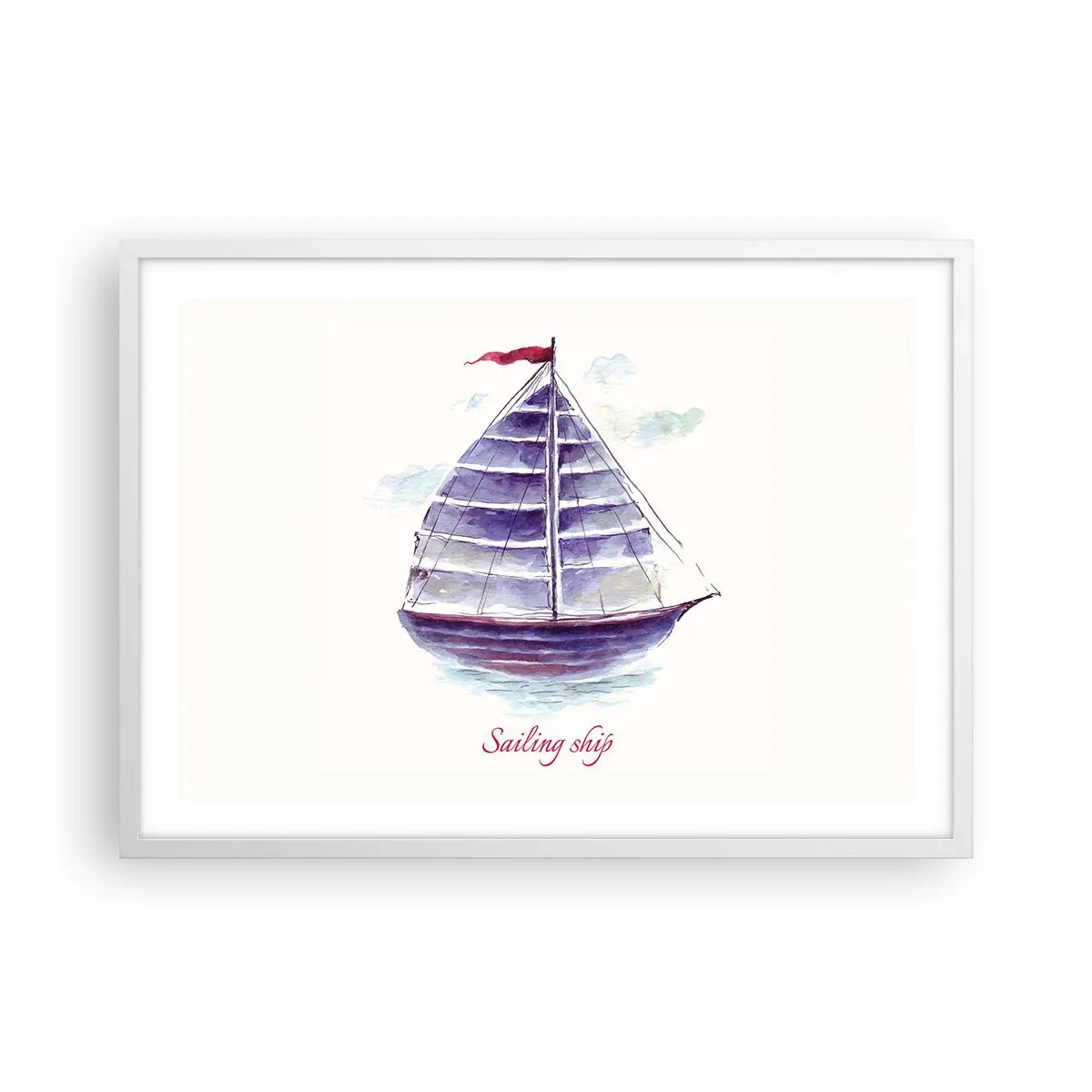 Affiche dans un cadre blanc - Poster - Plein de voiles et d’eau calme - 70x50 cm