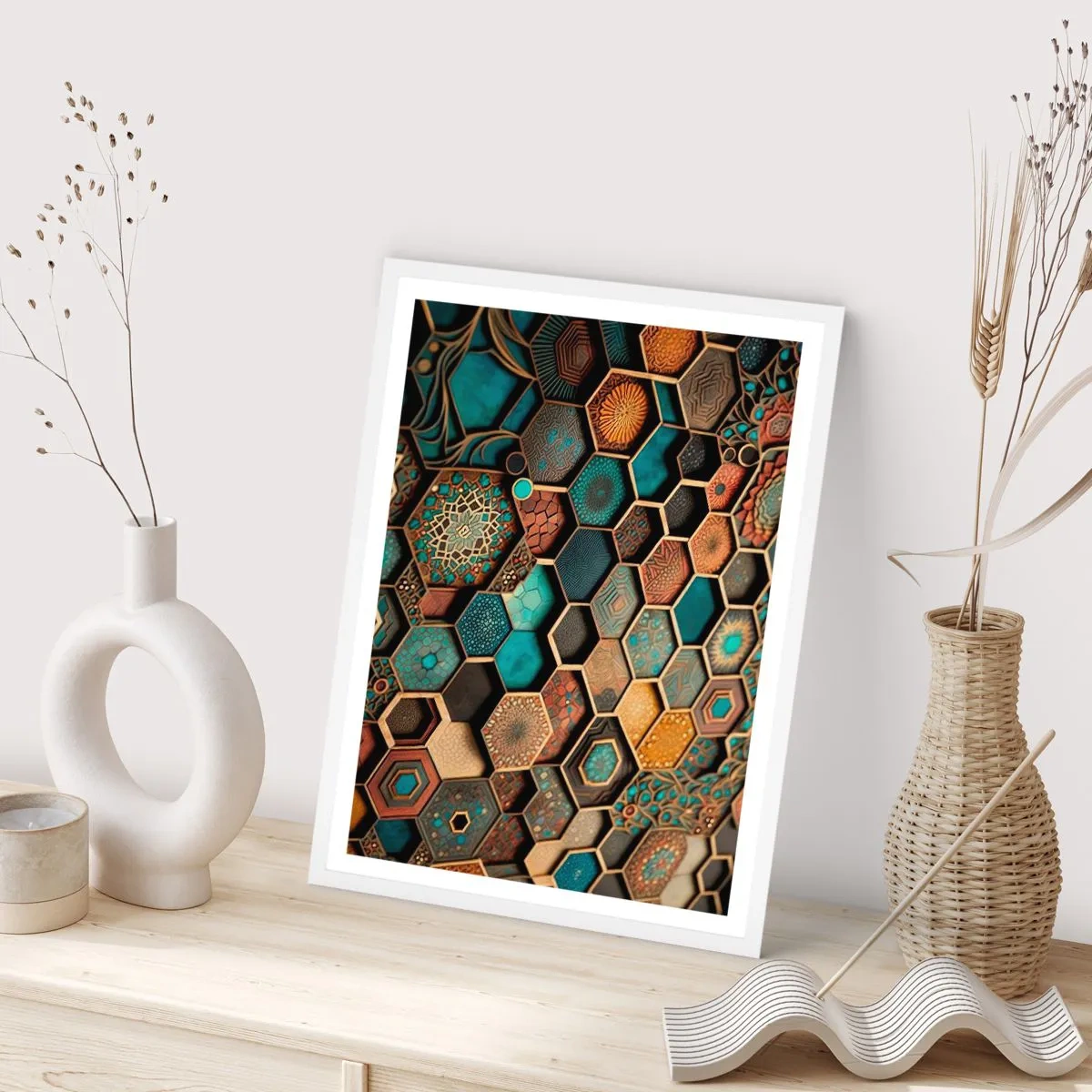 Affiche dans un cadre blanc - Poster - Ornements arabes – variation - 70x100 cm