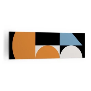 Impression sur toile - Image sur toile - Motif géométrique avec des formes colorées sur fond noir - 160x50cm - Rangement de figures - Décoration murale moderne pour le salon et la chambre ARTTOR