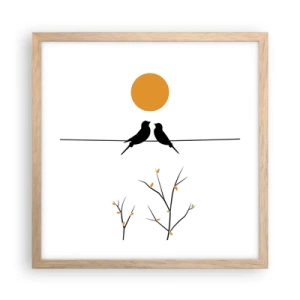 Affiche dans un chêne clair - Poster - Soirée pour rossignols - 40x40 cm