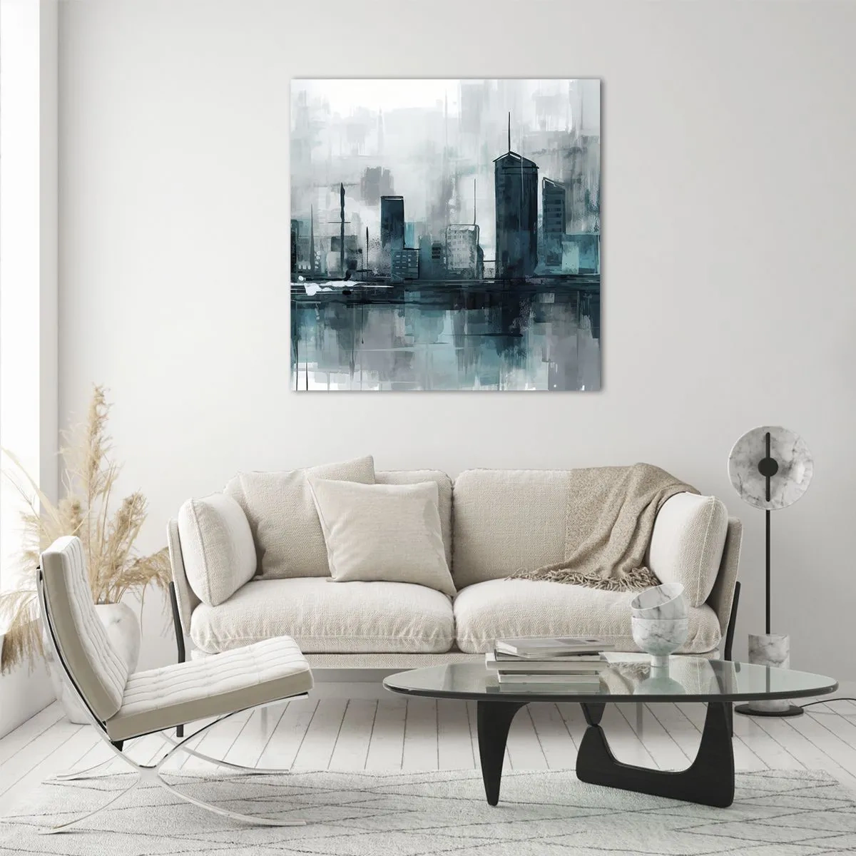 Impression sur verre - Image sur verre - Une ville couleur de pluie - 50x50 cm