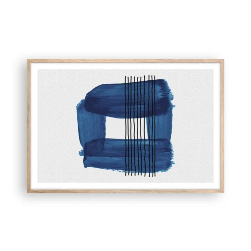 Affiche dans un chêne clair - Poster - Composition noire-bleue - 91x61 cm