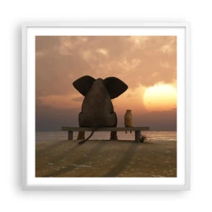 Affiche dans un cadre blanc - Poster - C'est bon de garder le silence ensemble - 60x60 cm