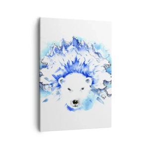 Impression sur toile - Image sur toile - Aquarelle artistique représentant un ours polaire avec un motif glacé - 50x70cm - Le roi de l'Arctique dans une couronne de glace - Décoration murale moderne pour le salon et la chambre ARTTOR