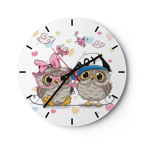 Horloge murale - Pendule murale - On s'aime! - 40x40 cm
