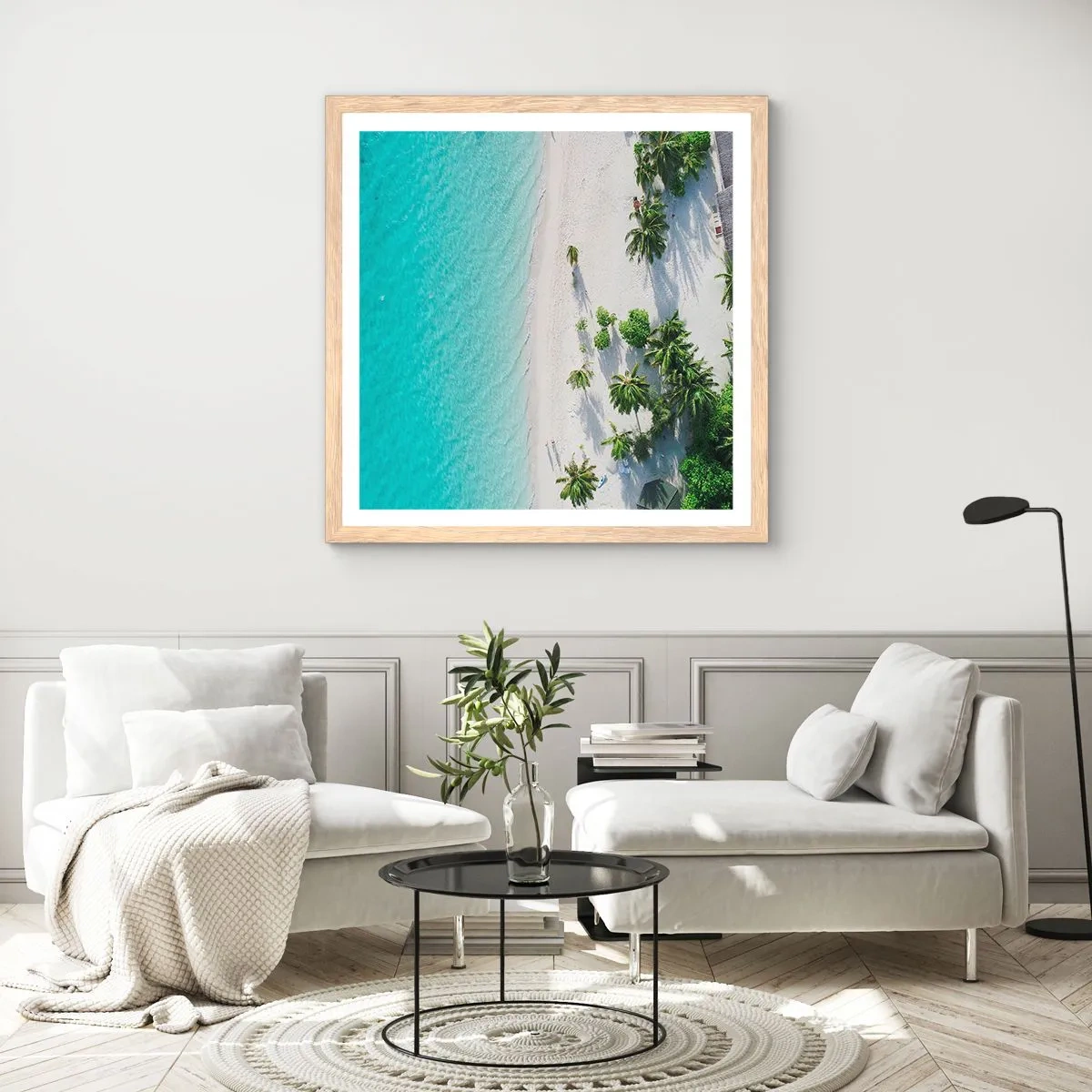Affiche dans un chêne clair - Poster - Vacances au paradis - 40x40 cm