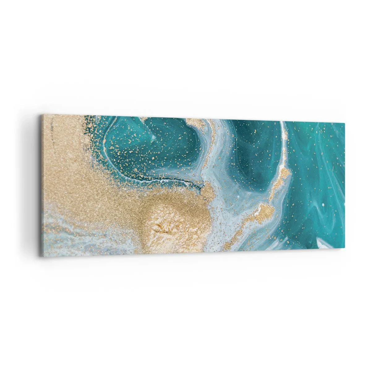 Impression sur toile - Image sur toile - Tourbillon d'or et de turquoise - 100x40 cm