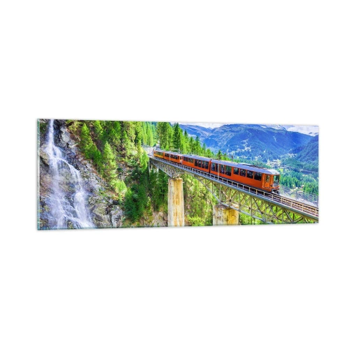 Impression sur verre - Image sur verre - Train dans les Alpes - 90x30 cm