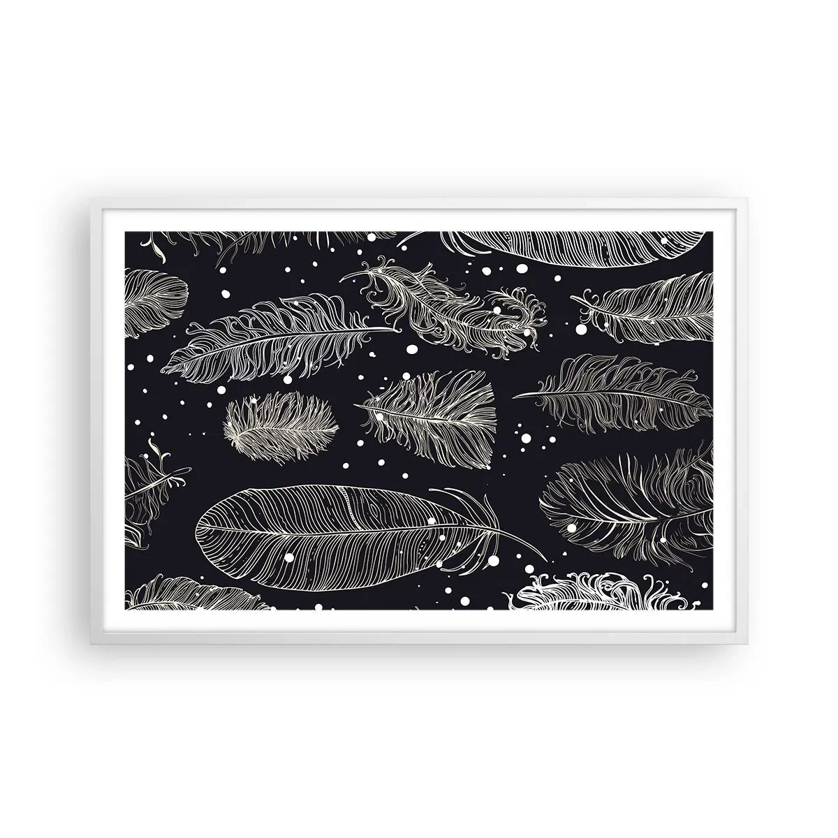 Affiche dans un cadre blanc - Poster - Toile de plumes - 91x61 cm