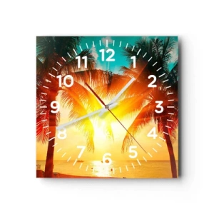 Horloge murale - Pendule murale - Couple exotique - 30x30 cm
