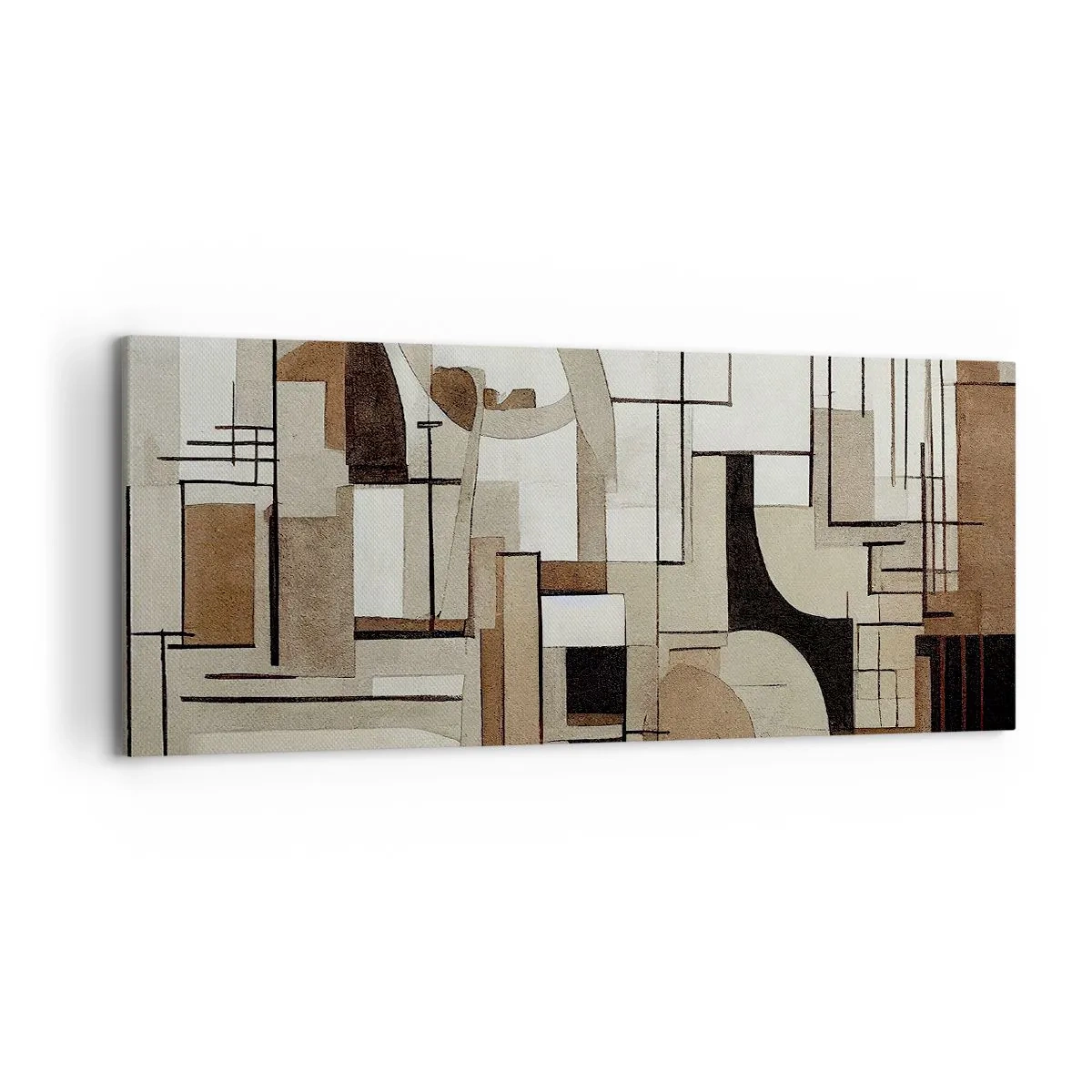 Impression sur toile - Image sur toile - Abstraction architecturale en beige et marron - 120x50cm - Paysage urbain 2.0 - Décoration murale moderne pour le salon et la chambre ARTTOR