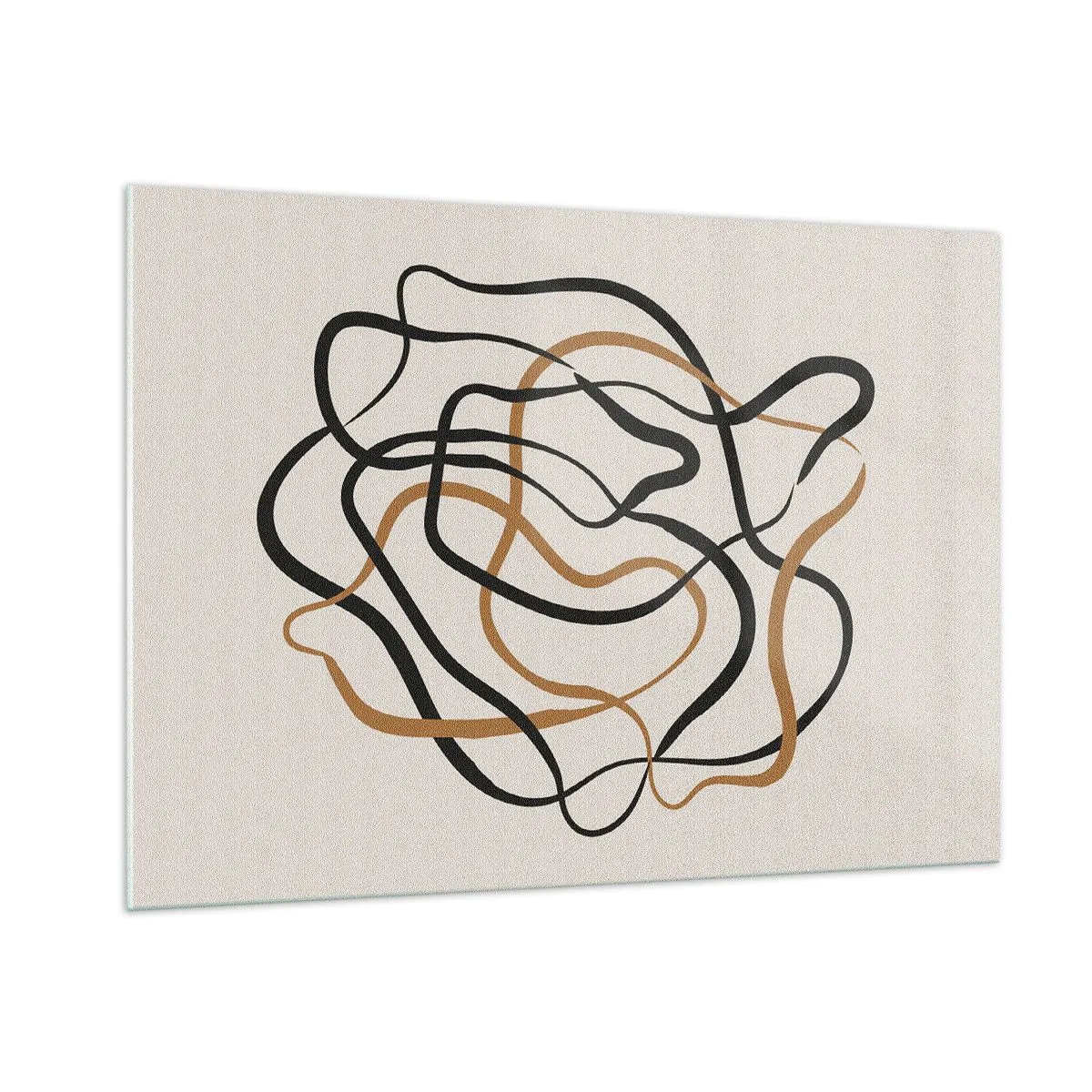 Impression sur verre - Image sur verre - Un enchevêtrement abstrait de lignes noires et brunes. - 100x70cm - Tout s'est mal déroulé - Décoration murale moderne pour le salon et la chambre ARTTOR