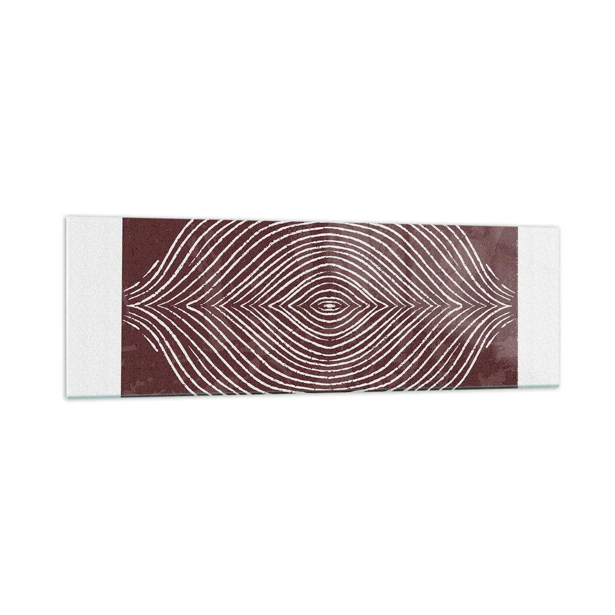 Impression sur verre - Image sur verre - Ondes symétriques en lignes blanches sur fond marron - 160x50cm - L'espace parle - Décoration murale moderne pour le salon et la chambre ARTTOR