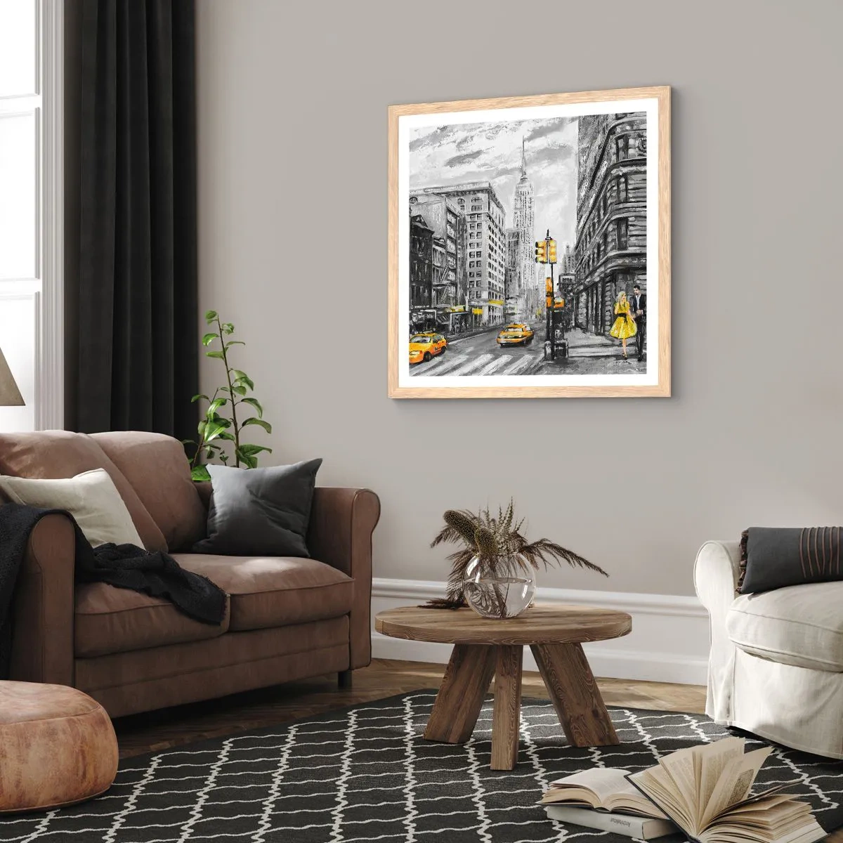 Affiche dans un chêne clair - Poster - Une histoire new-yorkaise - 60x60 cm
