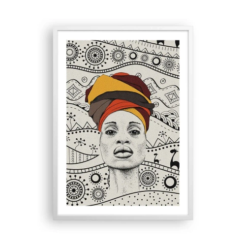 Affiche dans un cadre blanc - Poster - Portrait Africain - 50x70 cm
