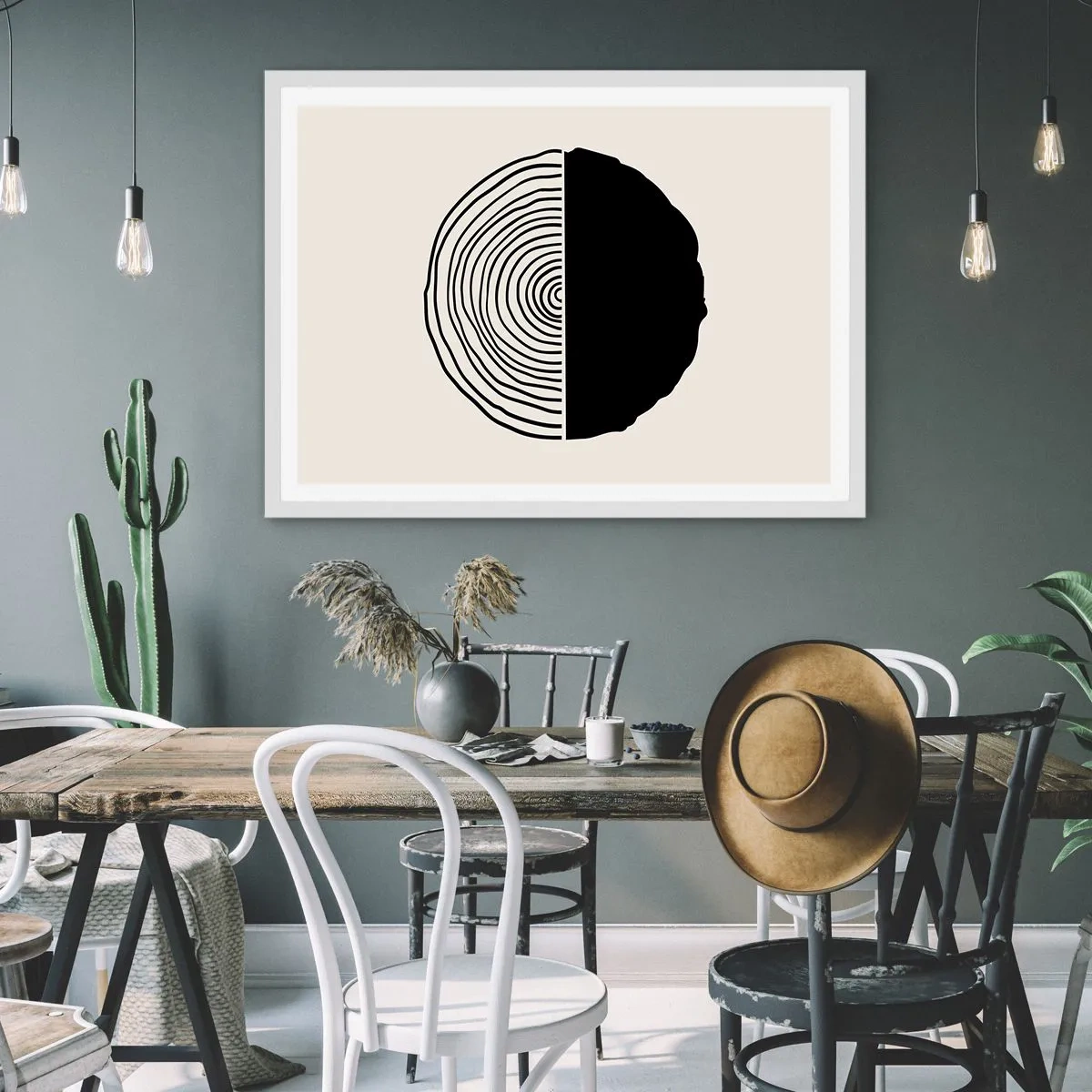 Affiche dans un cadre blanc - Poster - Moitié-moitié - 91x61 cm