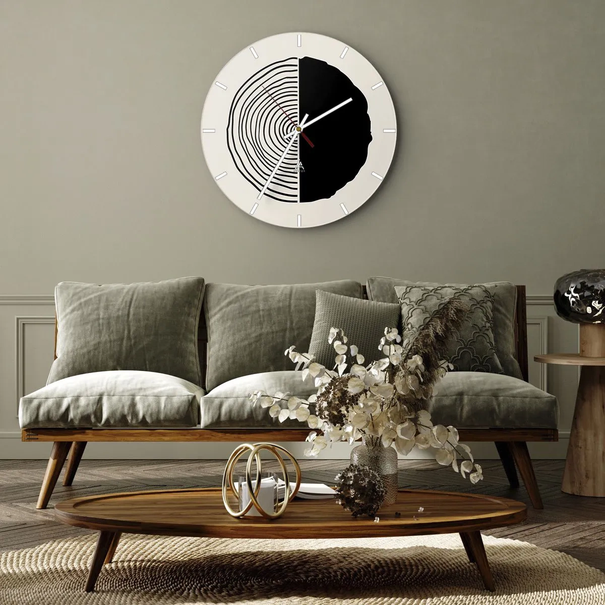 Horloge murale - Pendule murale - Moitié-moitié - 40x40 cm