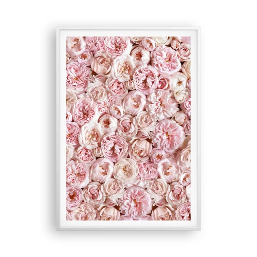 Affiche dans un cadre blanc - Poster - Un lit de roses - 70x100 cm