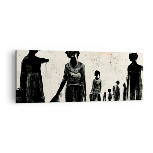 Impression sur toile - Image sur toile - Figures dans une composition monochrome sur fond clair - 140x50cm - Contre la solitude - Décoration murale moderne pour le salon et la chambre ARTTOR