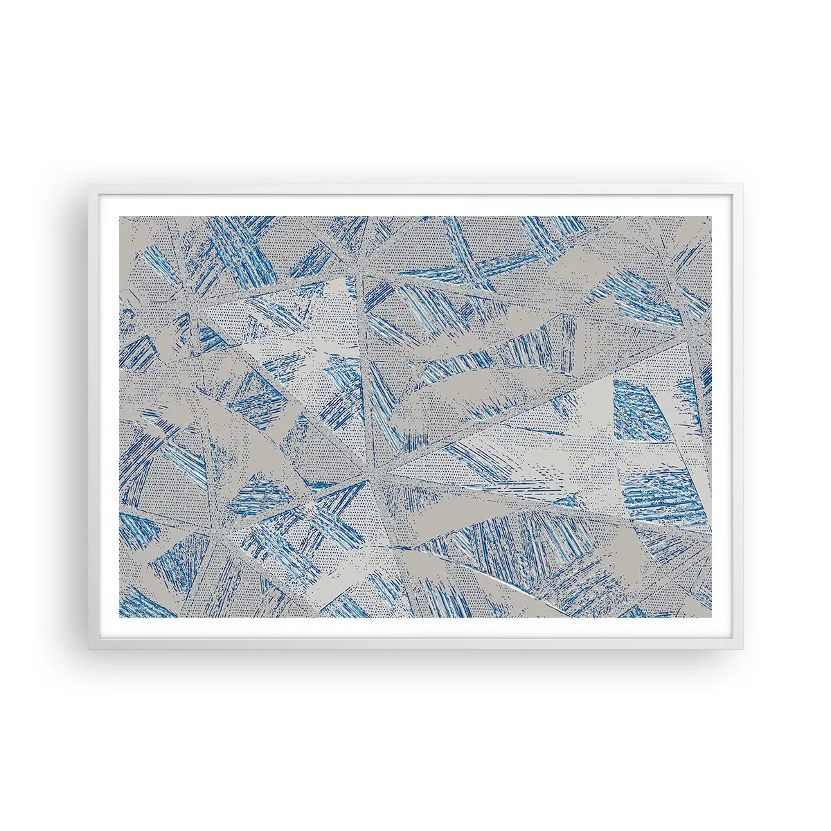 Affiche dans un cadre blanc - Poster - Dans un labyrinthe bleu-gris - 100x70 cm