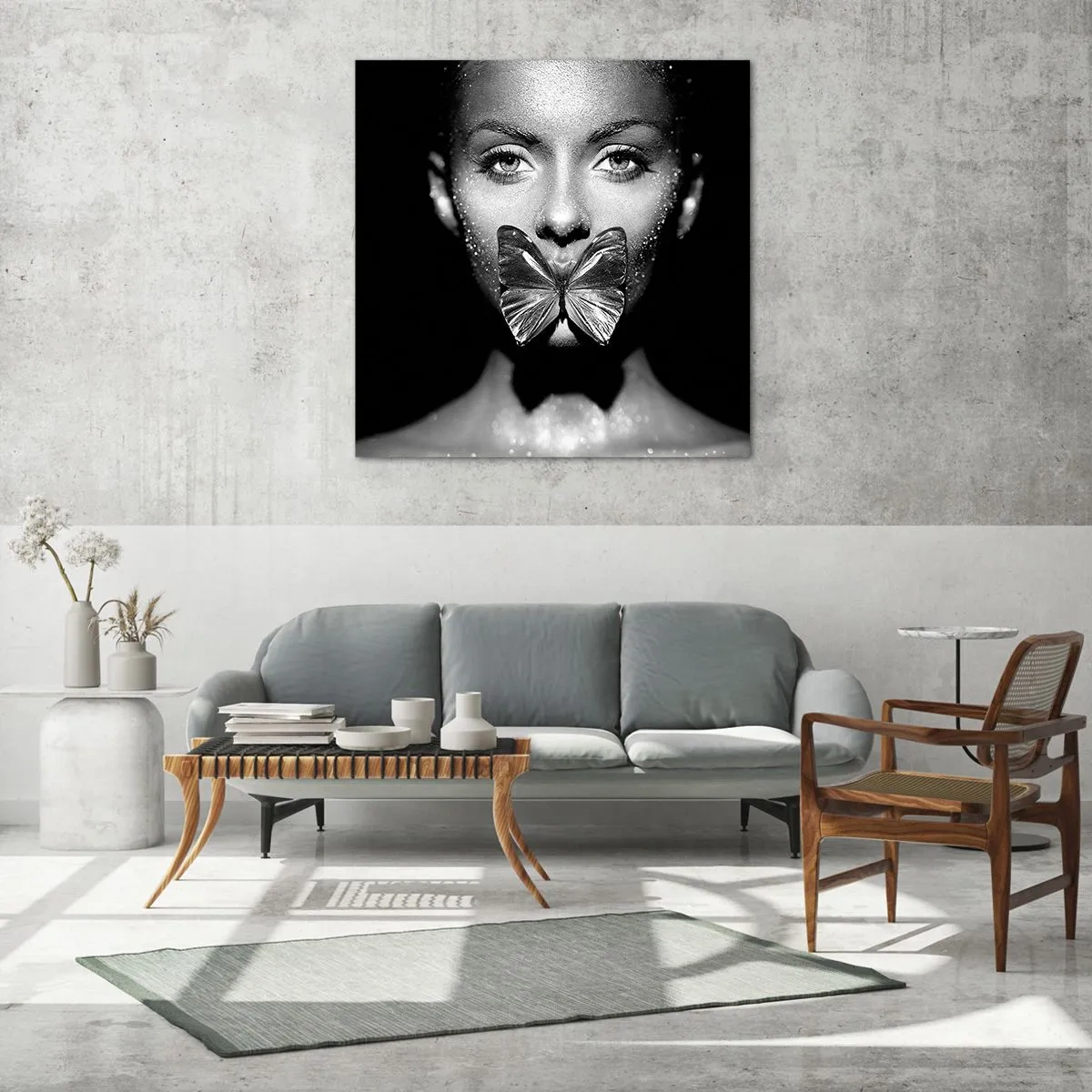 Impression sur verre - Image sur verre - Baiser papillon - 50x50 cm