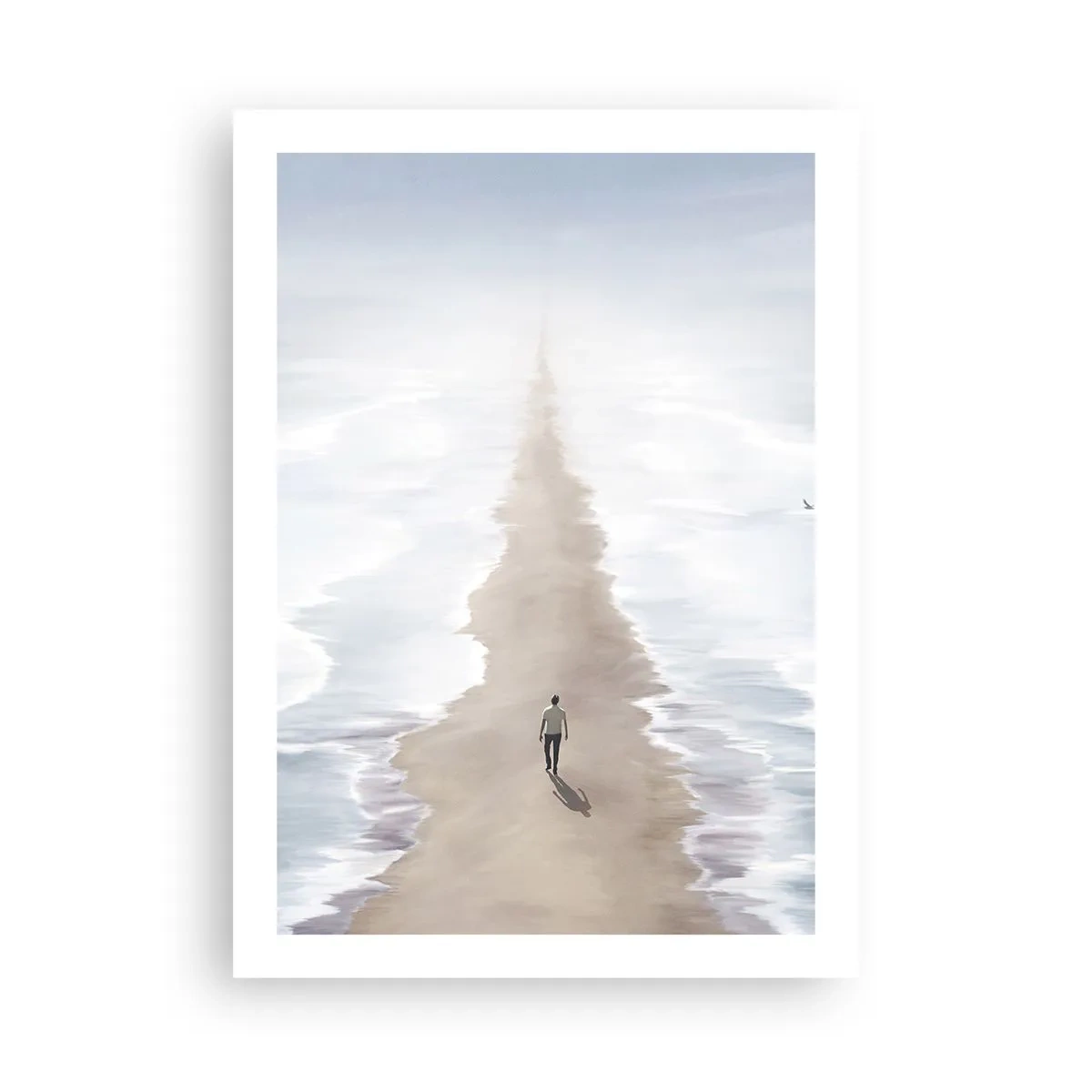 Affiche - Poster - Une silhouette marche seule le long d'un chemin parmi des eaux calmes. - 50x70cm - Un brillant avenir - Décoration murale moderne pour le salon et la chambre ARTTOR