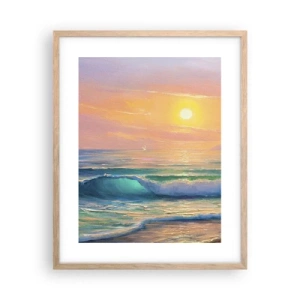 Affiche dans un chêne clair - Poster - Le chant turquoise des vagues - 40x50 cm