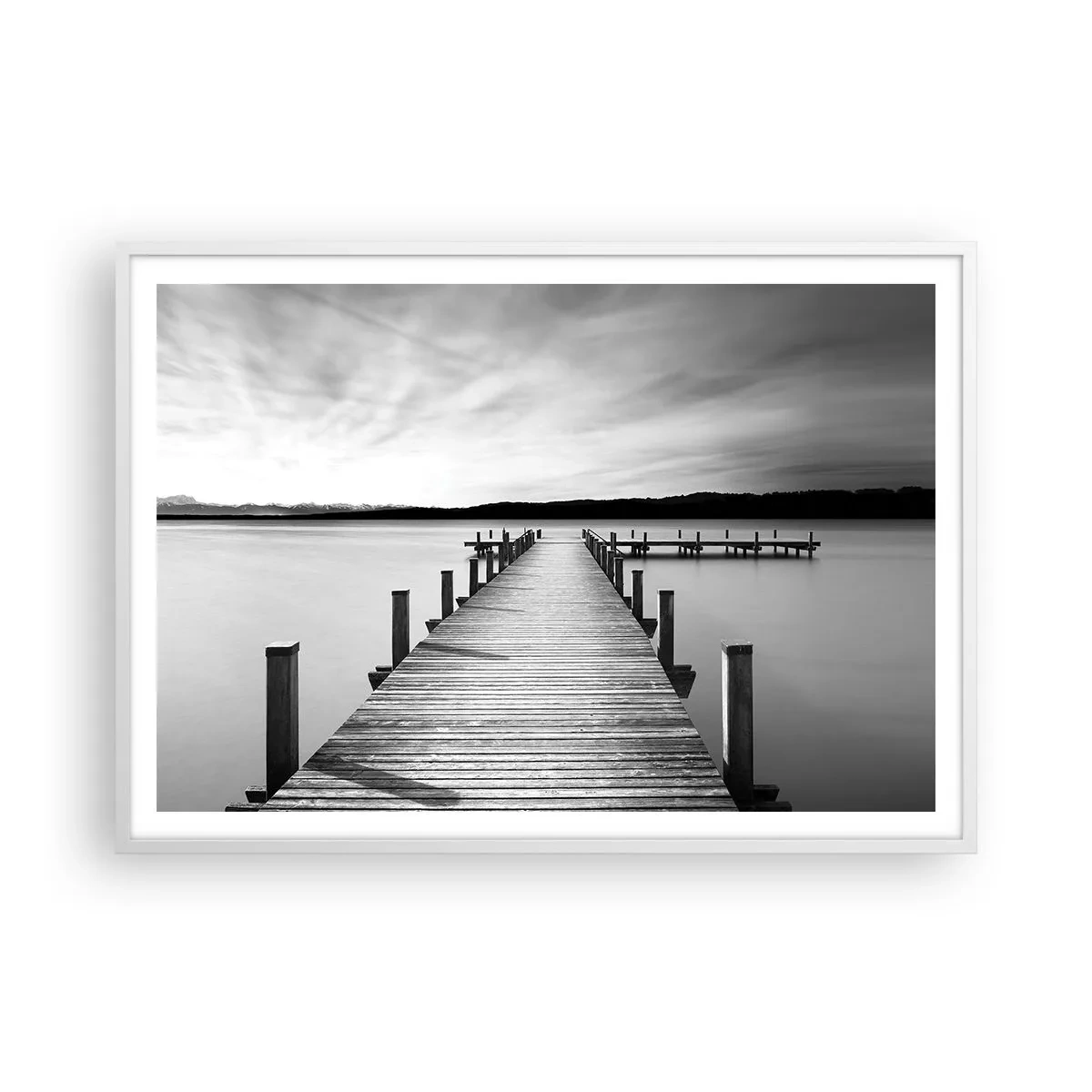 Affiche dans un cadre blanc - Poster - Au point d'eau - la paix - 100x70 cm