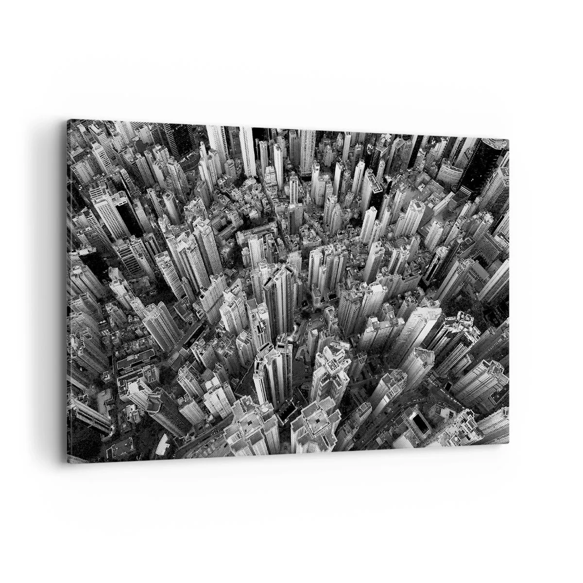 Impression sur toile - Image sur toile - Vue aérienne de la ville en noir et blanc - 100x70cm - Toujours de plus en plus haut - Décoration murale moderne pour le salon et la chambre ARTTOR