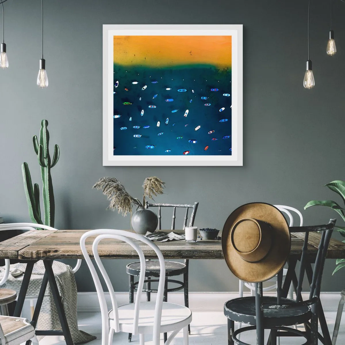 Affiche dans un cadre blanc - Poster - Jeu de vacances - 30x30 cm