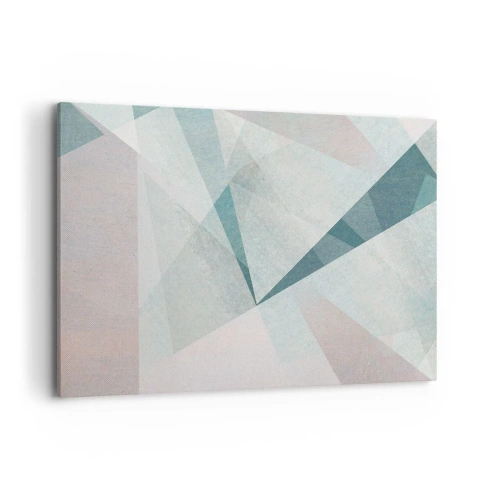 Impression sur toile - Image sur toile - Formes géométriques dans des tons pastel de bleu et de gris - 120x80cm - Calme bien que dynamique - Décoration murale moderne pour le salon et la chambre ARTTOR