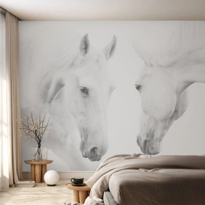 Papier Peint Photo Premium Canvas - Serait-ce de l’amitié? - Les chevaux, Nature, Animaux - 200x140 cm