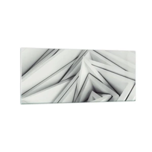 Impression sur verre - Image sur verre - Une composition abstraite de formes géométriques dans des tons de gris. - 120x50cm - Bourgeon d’angles vifs - Décoration murale moderne pour le salon et la chambre ARTTOR
