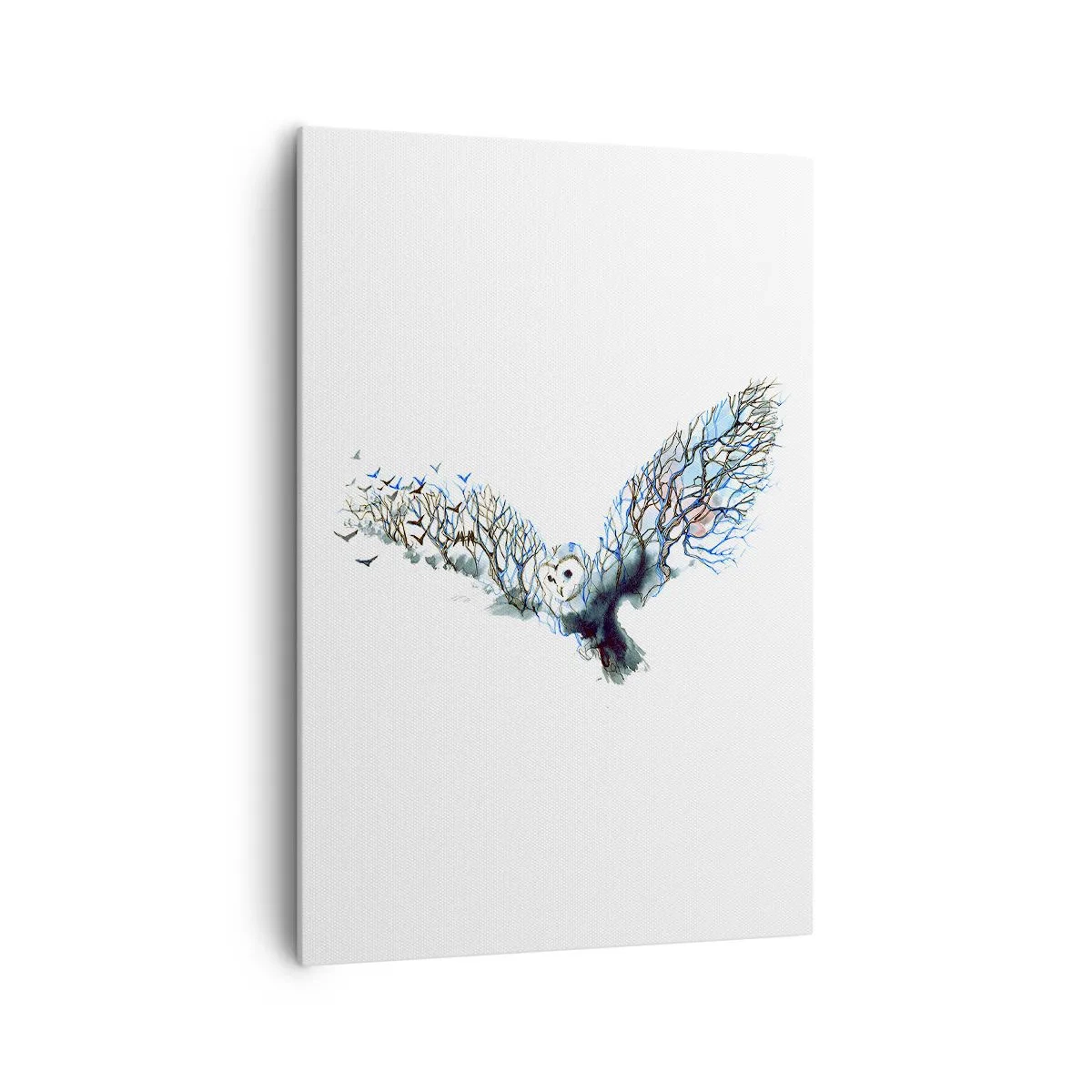 Impression sur toile - Image sur toile - Graphique artistique d'un hibou aux ailes déployées - 70x100cm - Sur les ailes de la forêt - Décoration murale moderne pour le salon et la chambre ARTTOR