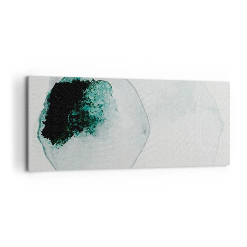 Impression sur toile - Image sur toile - Goutte d'eau abstraite avec des nuances de vert et de noir - 120x50cm - Dans une goutte d'eau - Décoration murale moderne pour le salon et la chambre ARTTOR