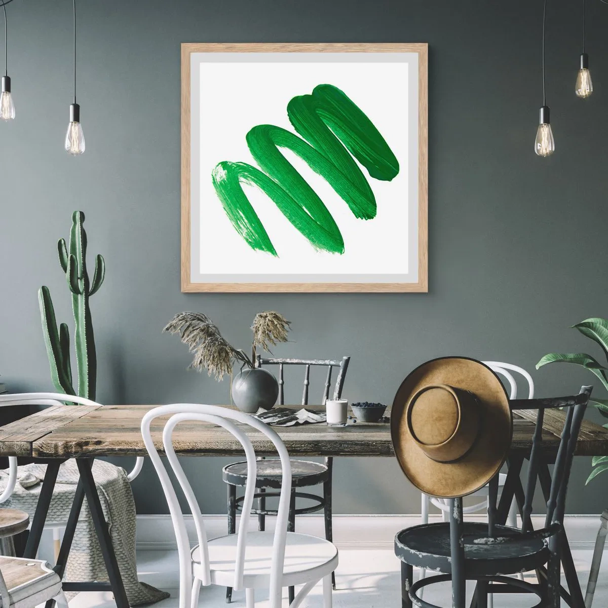 Affiche dans un chêne clair - Poster - Blague verte - 30x30 cm