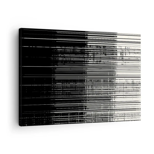 Impression sur toile - Image sur toile - Composition abstraite de lignes en noir et blanc contrastés - 70x50cm - Ondes et vibrations - Décoration murale moderne pour le salon et la chambre ARTTOR