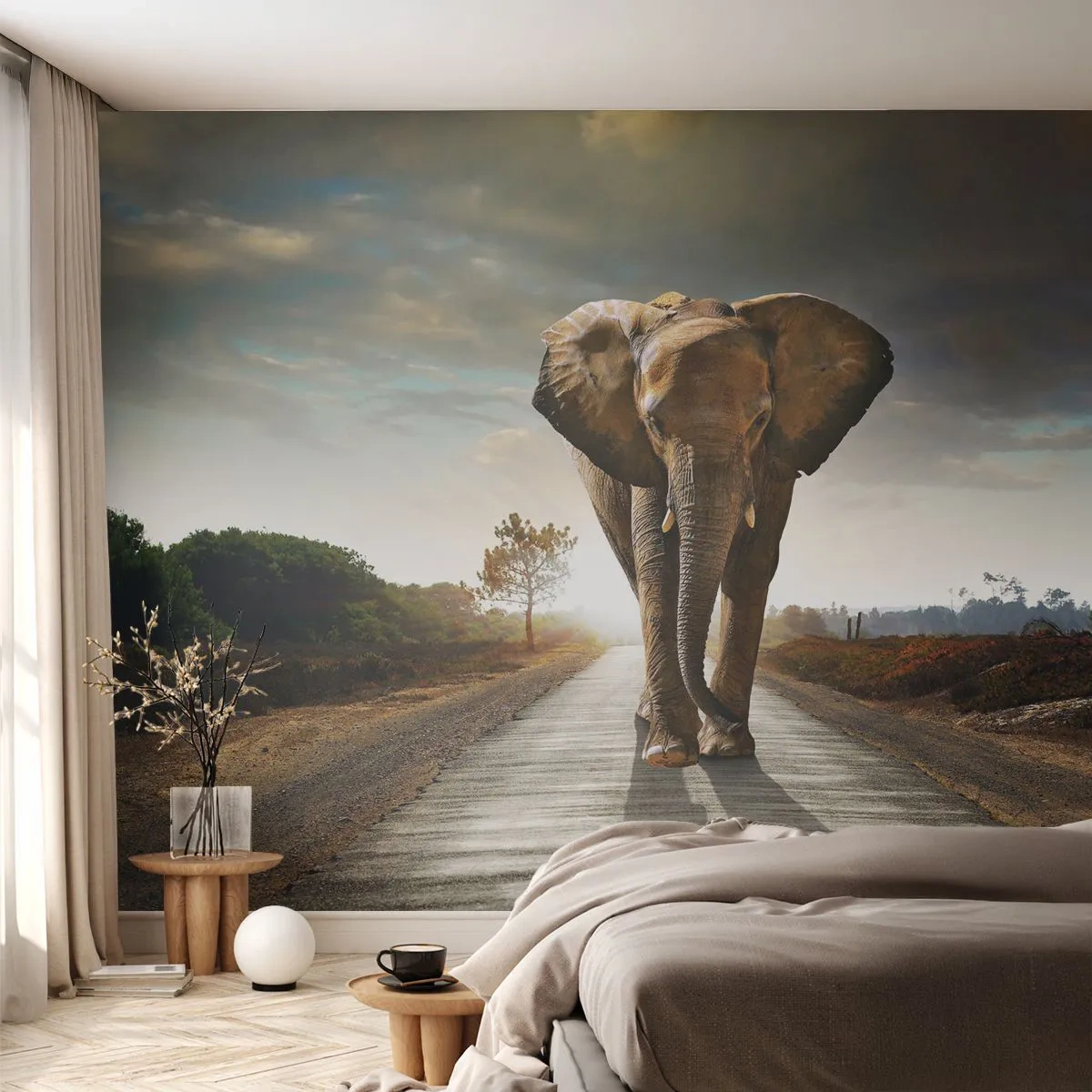 Papier Peint Autocollant Deluxe Sticker - Et pas du tout en porcelaine - Éléphant, Paysage, Nature - 100x70 cm