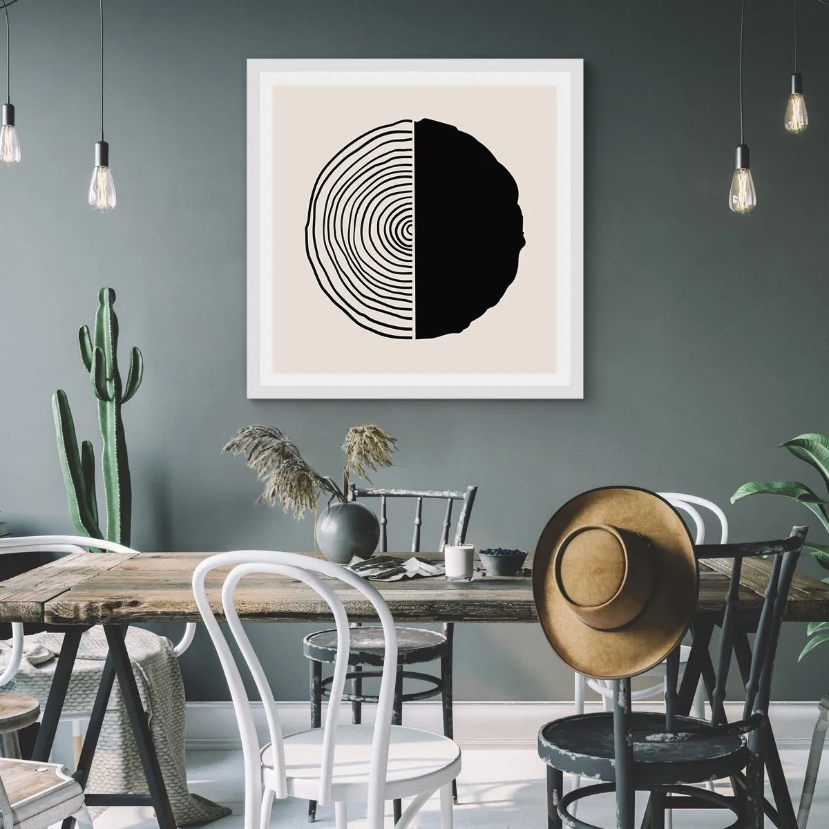 Affiche dans un cadre blanc - Poster - Moitié-moitié - 60x60 cm